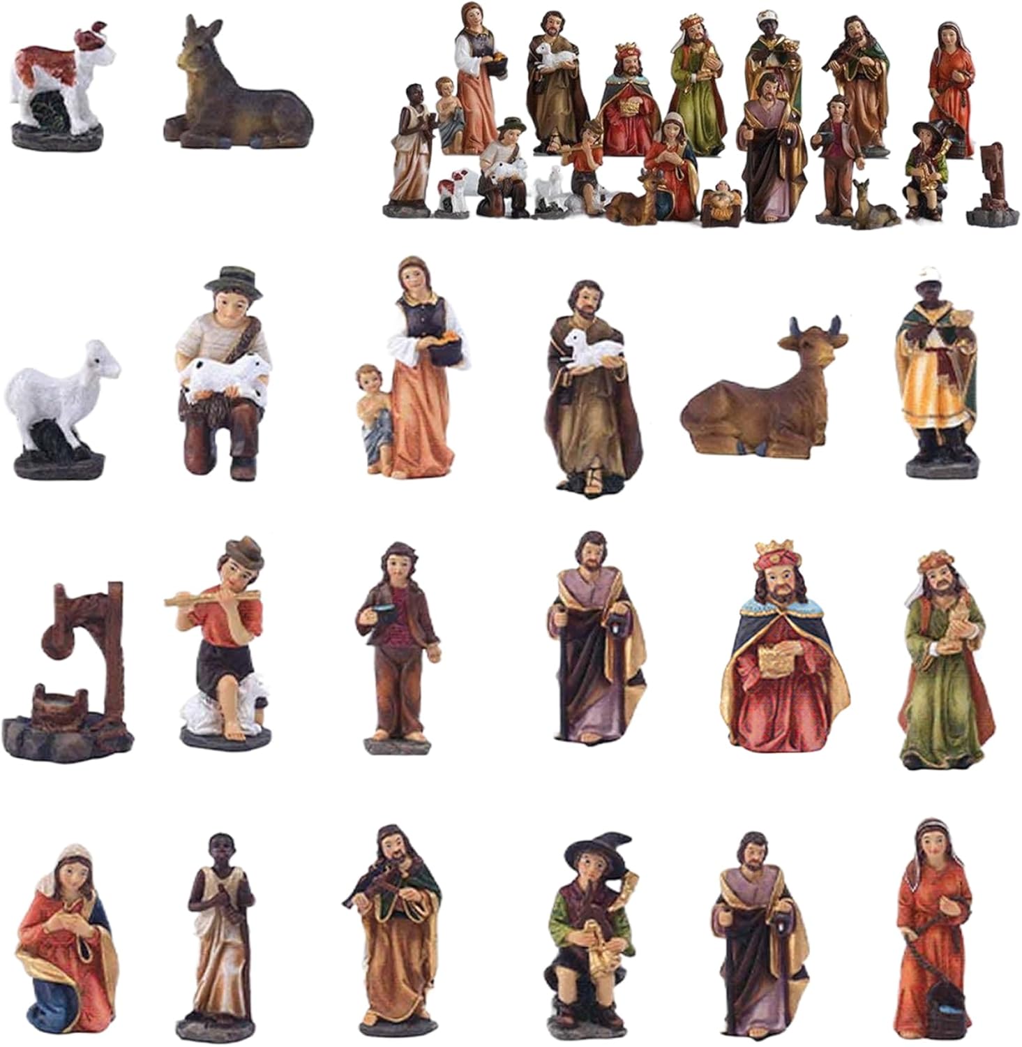 Christmas Nativity Set 20PCS Resin Nativity Scene with Figures, Classic Collectible Christmas Ornament Display for Tabletop, Religious Home Decoration and Holiday