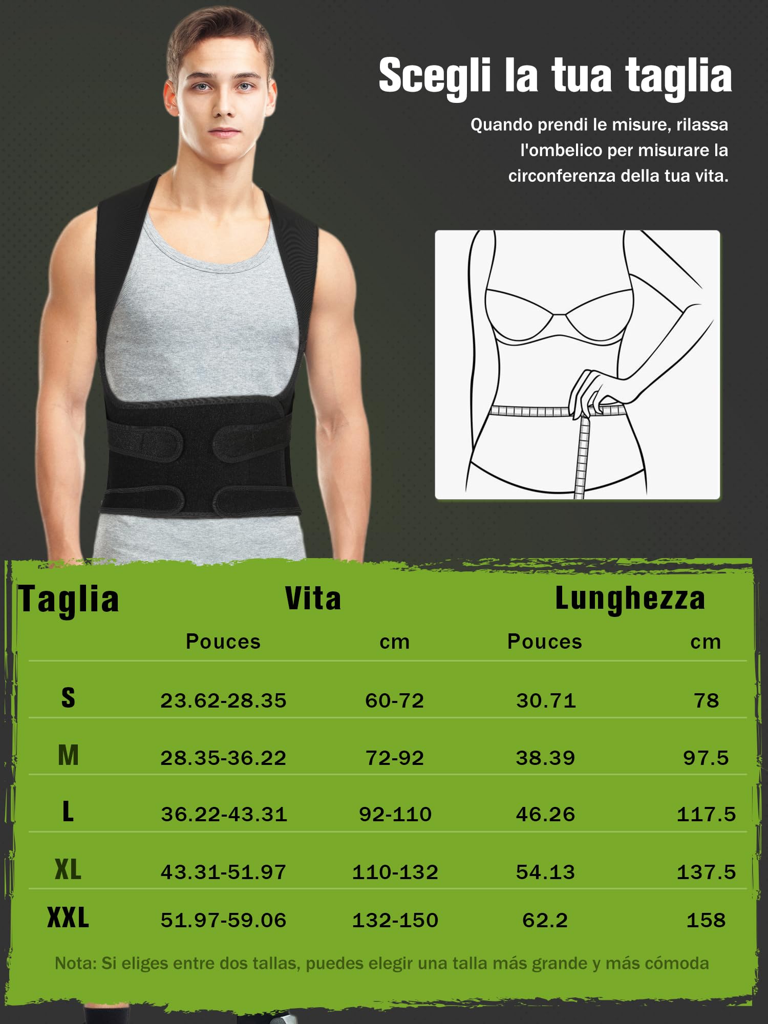 Fascia Correttore Posturale Spalle Schiena: Correttore Posturale Lombare Supporto Donna Uomo- Tutore Spalla Busto Schiena Dritta Elastica Regolabile - Ortopedico Cintura Raddrizza Schiena Collo XXL