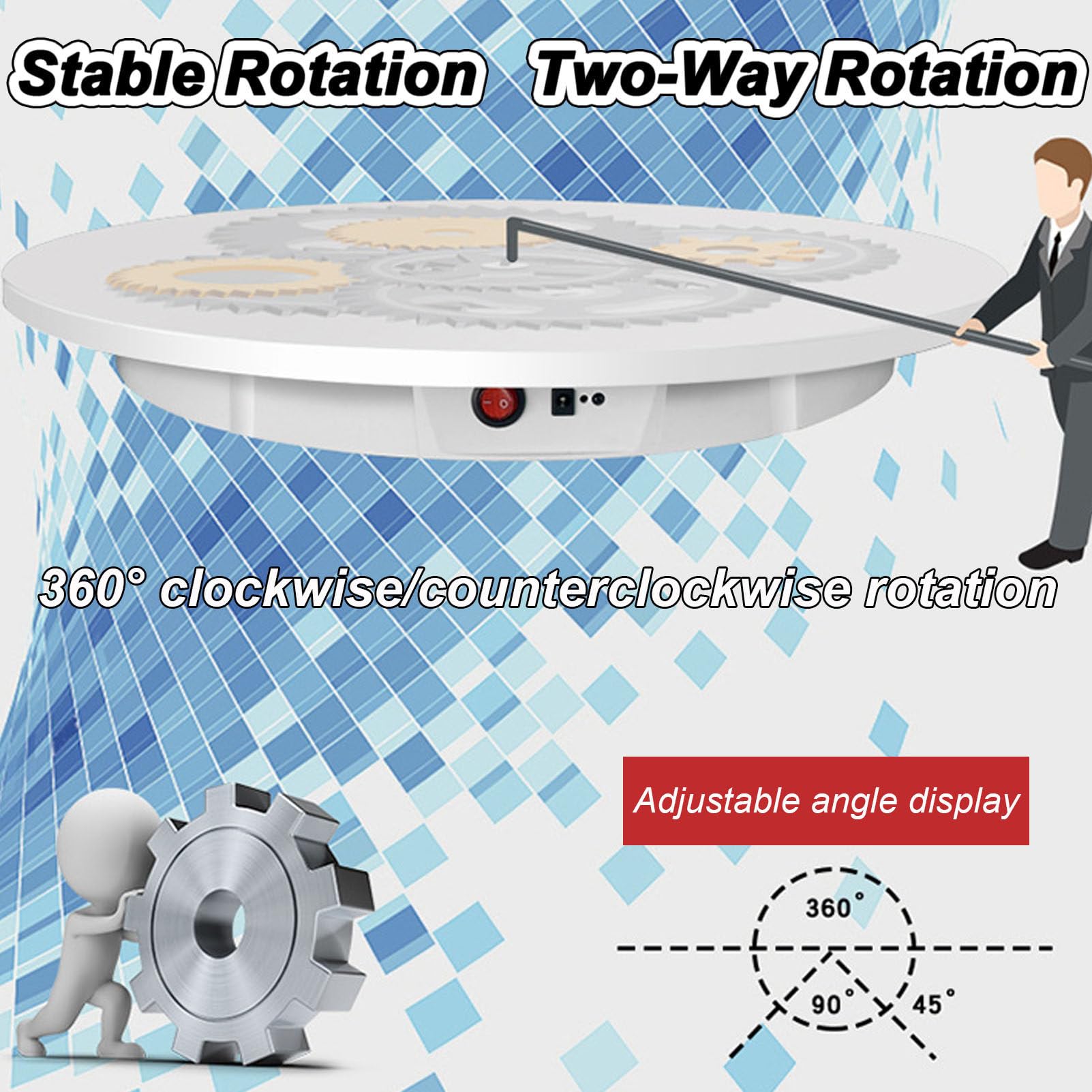 Piatto Girevole Elettrico per Fotografia, Espositore con Rotazione Automatica A 360° con Controllo Remoto, Carico 100Kg, Piattaforma Girevole Automatica 42Cm/60Cm,White-60CM