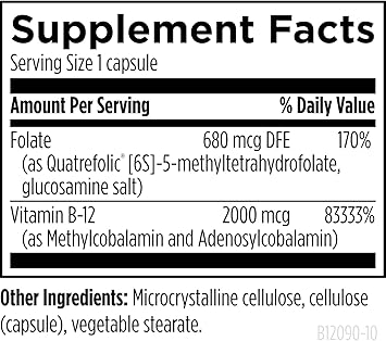 Designs for Health Ultra Methylated B12 + Methyl Folate - Vitamin B12 Methylcobalamin and Folate Supplement, Adenosylcobalamin & 5-MTHF for Nerve, Cellular Energy + Methylation Support (90 Capsules)