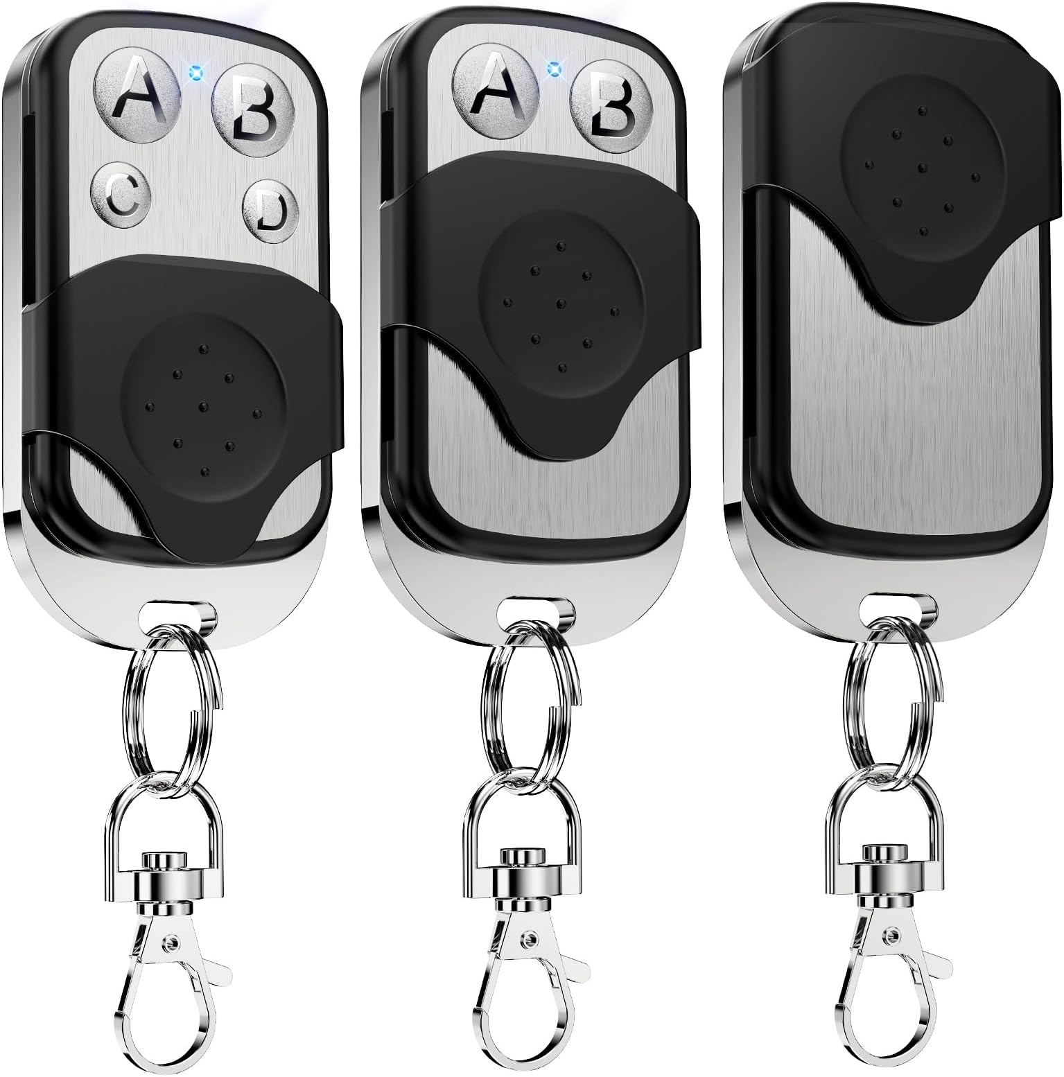 3Pcs 433mhz Universal Garage Door Opener Remote, Automatic Gate Remote Control with Key Cover Slide, Remote Control Key Fob Cloning Wireless for Car Garage Door Gate with 4 Different Channels