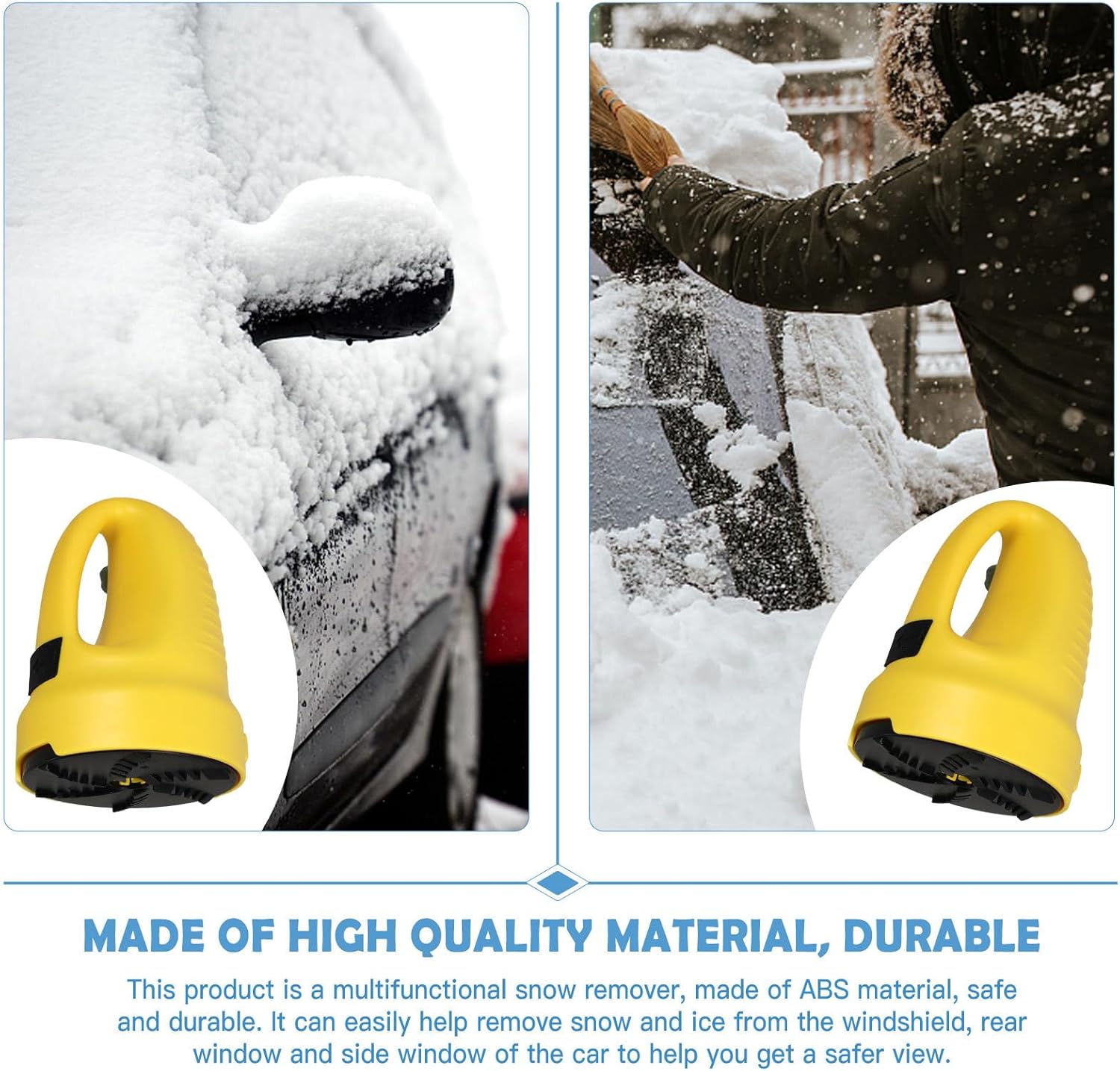 Multi-Purpose Car Snow Shovel and Ice Scraper Tool Yellow Windshield Snow Remover for Winter Vehicle