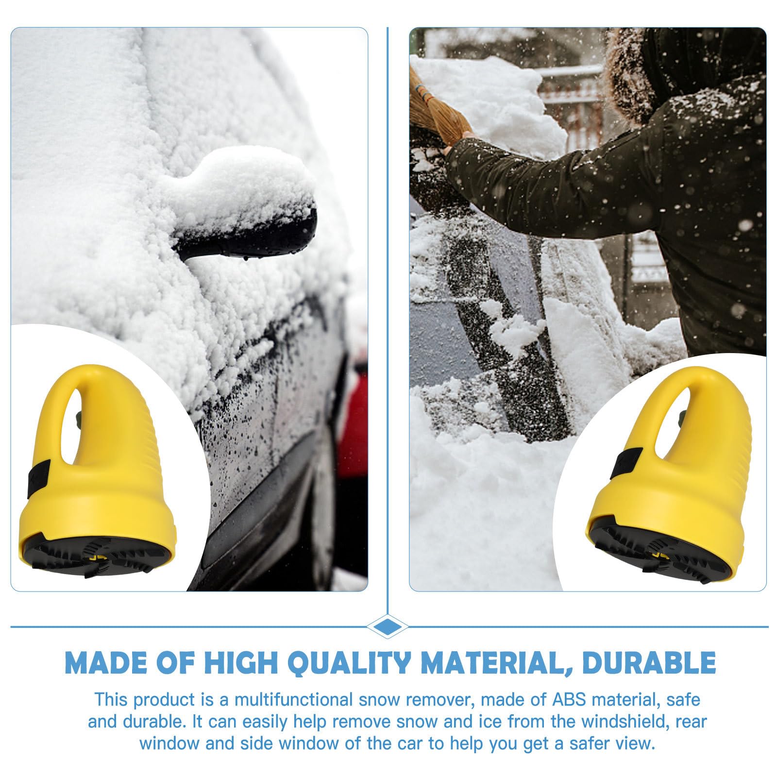 Raschietto Ghiaccio Auto in ABS Giallo Multifunzione per Rimozione Neve Efficiente e Facile da Riporre, per Parabrezza Invernali
