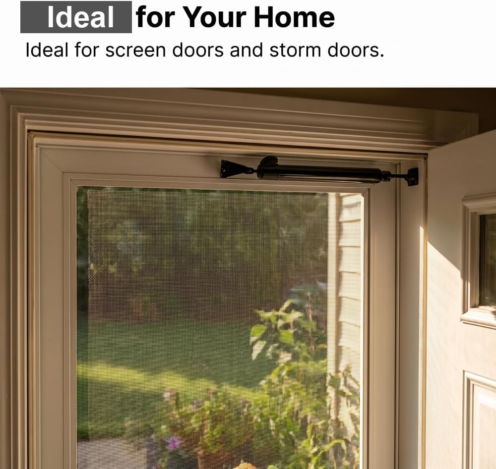 Screen Door Closer, Black,Metal Construction