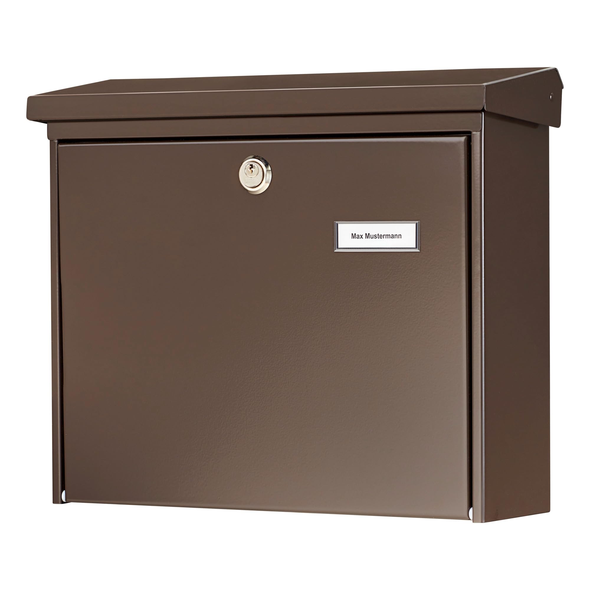 Burg-Wächter Briefkasten mit Öffnungsstopp, A4 Einwurf-Format, EU Norm EN 13724, Verzinkter Stahl, Amsterdam 867 BR, Braun