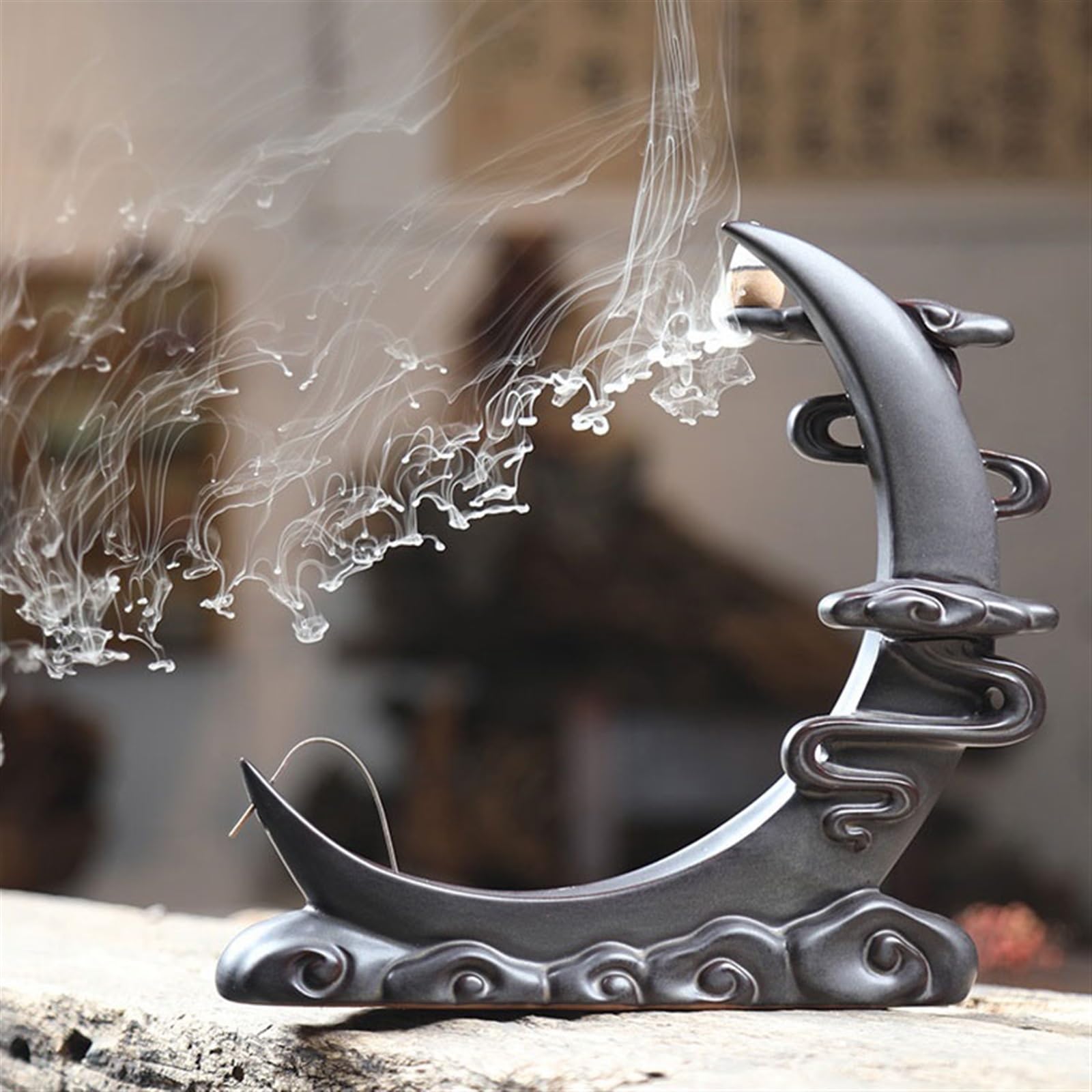 Recogedor de Cenizas Quemador de Incienso Flujo inverso, Adornos creativos, Soporte Decorativo cerámica Alta Gama, artículos con diseño Nubes Retro Decorativo