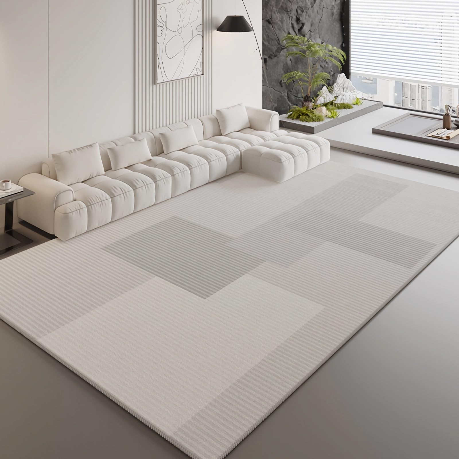 Tappeti ufficio Tappeto lavabile antiscivolo design striscia grigia,tappeto sala decorazioni casa,160x230cm