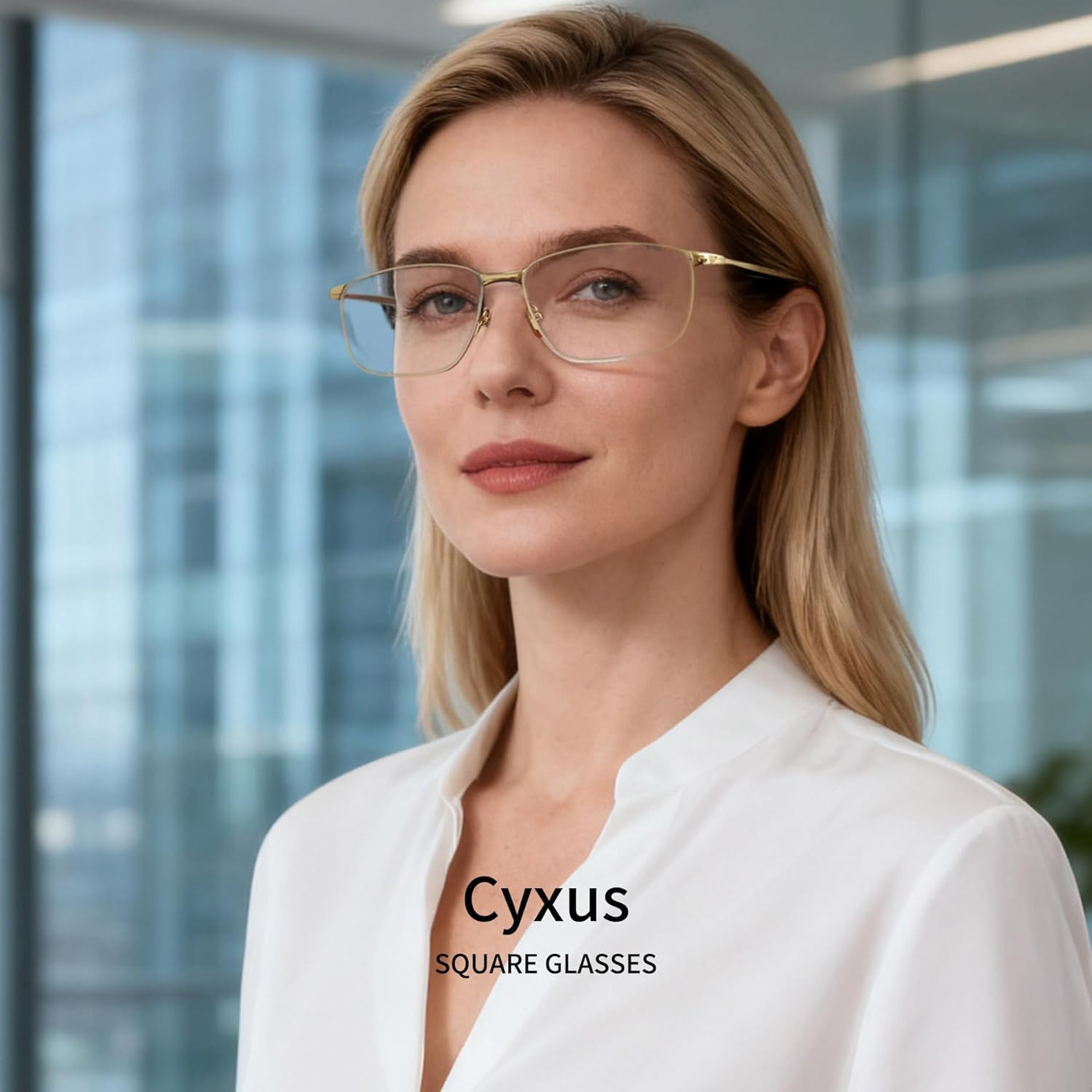 Cyxus Minimalist Stainless Blue Light Blocking Glasses Woman Men, Square Eyewears Anti-Glare Computer 8342 - Image 2