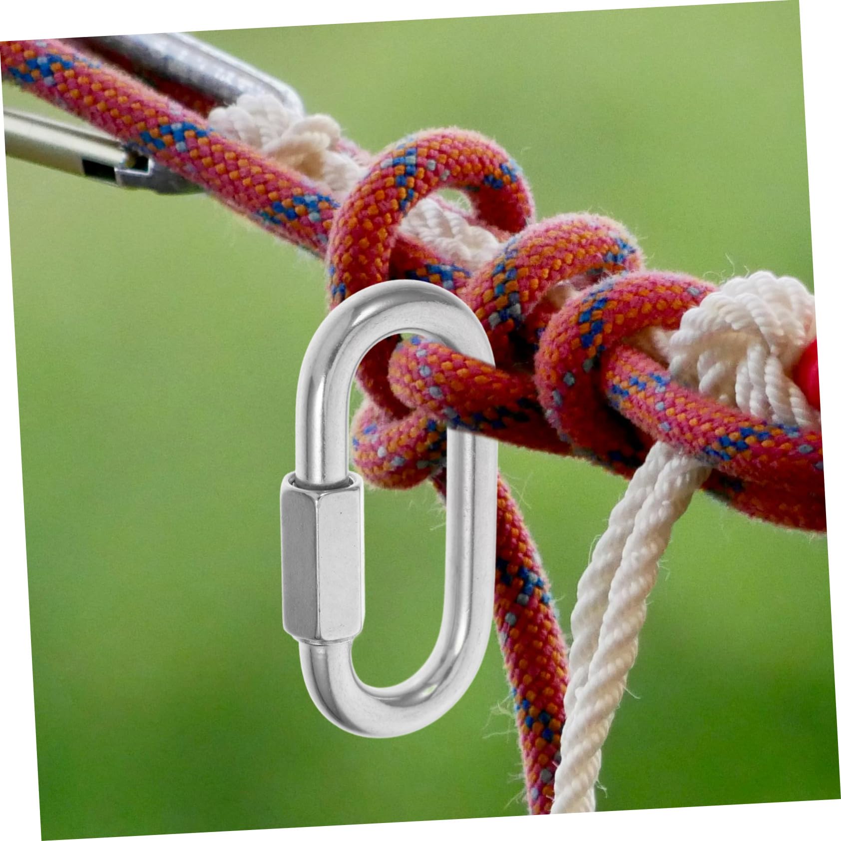 Sosoport 10 Piezas Hebilla de Eslabón de Cadena de Seguridad Anillo D de Acero Inoxidable Eslabón Conector de Cadena Ovalado Mosquetón de Conexión Uso Exteriores y Camping