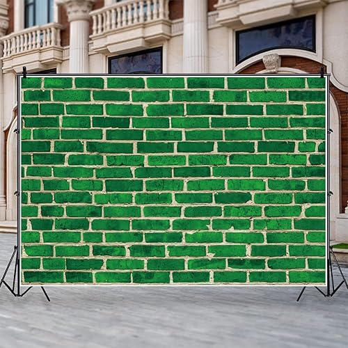 Miniatura 5 de Renaiss Telón de fondo de pared de ladrillo verde de 10 x 8 pies para fotografía, tema vintage, fondo de ladrillo de piedra, baby shower, niños,