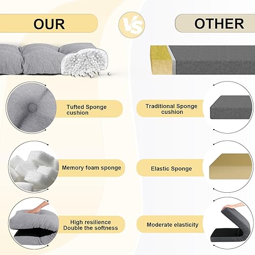 Miniatura 5 de Cojín de banco de 36 pulgadas, poliéster cepillado, espuma de alta densidad, parte inferior antideslizante, suave y duradero, para interiores,