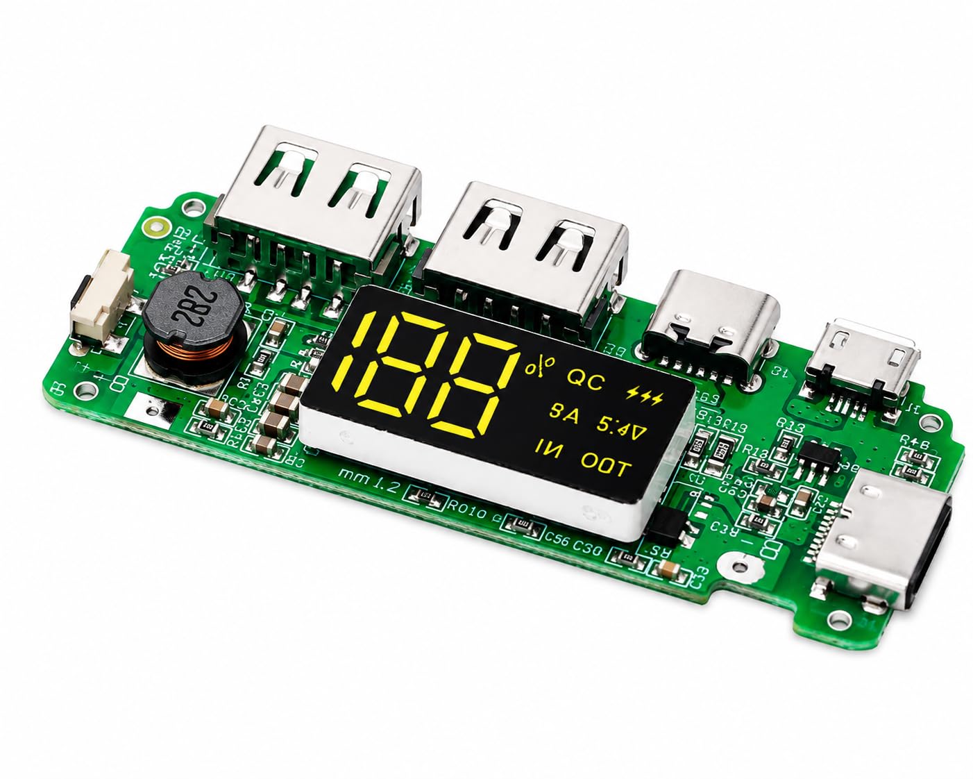 3-Port USB Power Bank Module | 5V 2.4A Boost Converter with LED Battery Display | Type-C, Micro USB & Lightning Charging Input for 18650 Battery-image-11