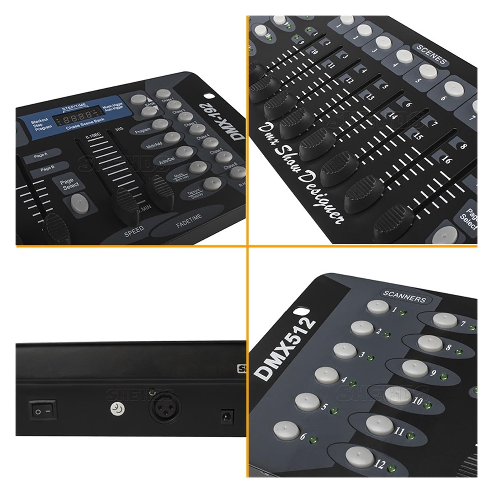 Kontroler DMX, Kontroler DMX 192 do ruchomej głowicy świetlnej 192 kanały do ​​sprzętu DJ DMX512 Kontroler Dsico dla pełnej kontroli