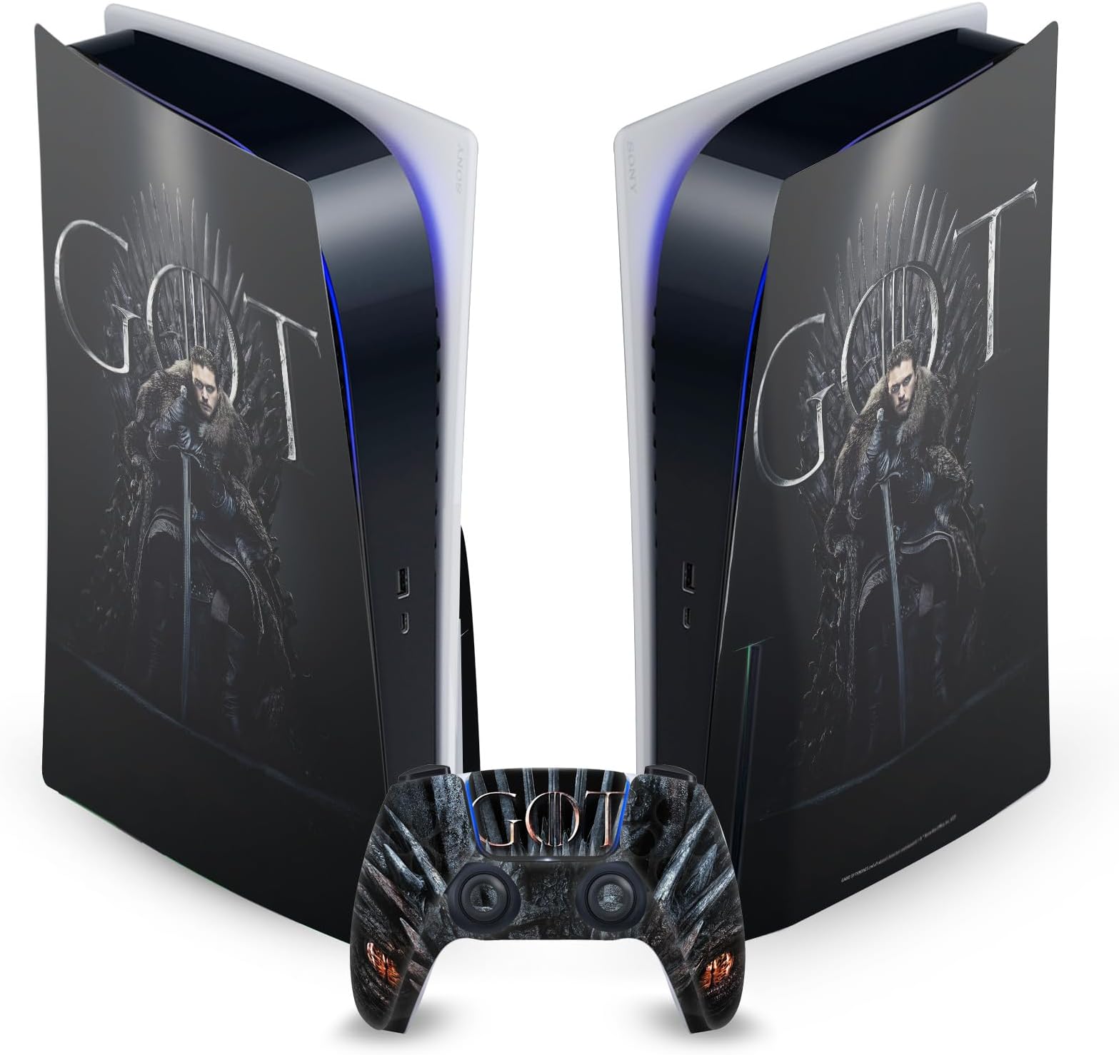 Head Case Designs Officially Licensed HBO Game of Thrones Jon Snow Iron Throne Sigils and Graphics Vinyl Faceplate Sticker Gaming Skin Decal Cover Compatible With PS5 Disc Console & DualSense