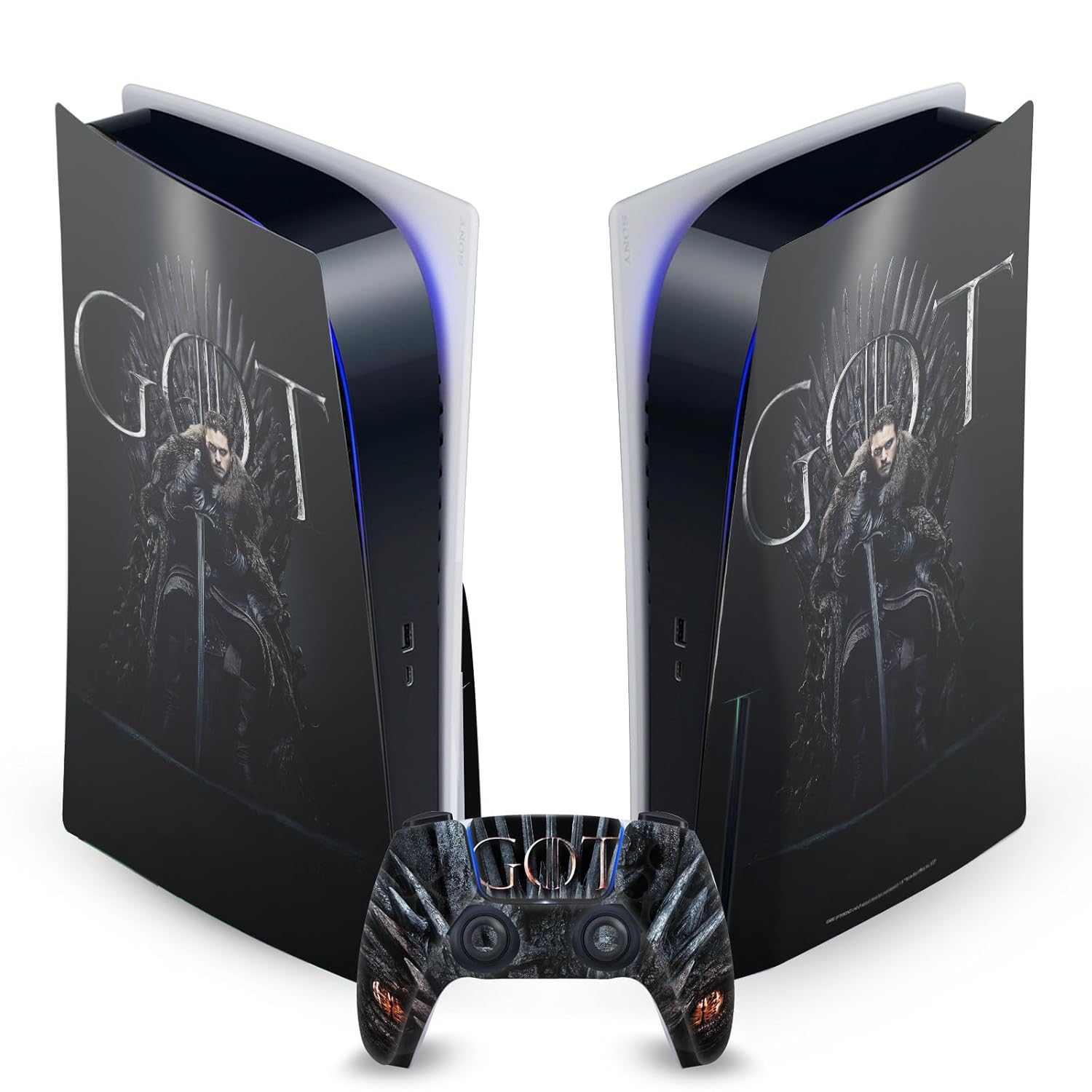 Head Case Designs Officially Licensed HBO Game of Thrones Jon Snow Iron Throne Sigils and Graphics Vinyl Faceplate Sticker Gaming Skin Decal Cover Compatible With PS5 Disc Console & DualSense
