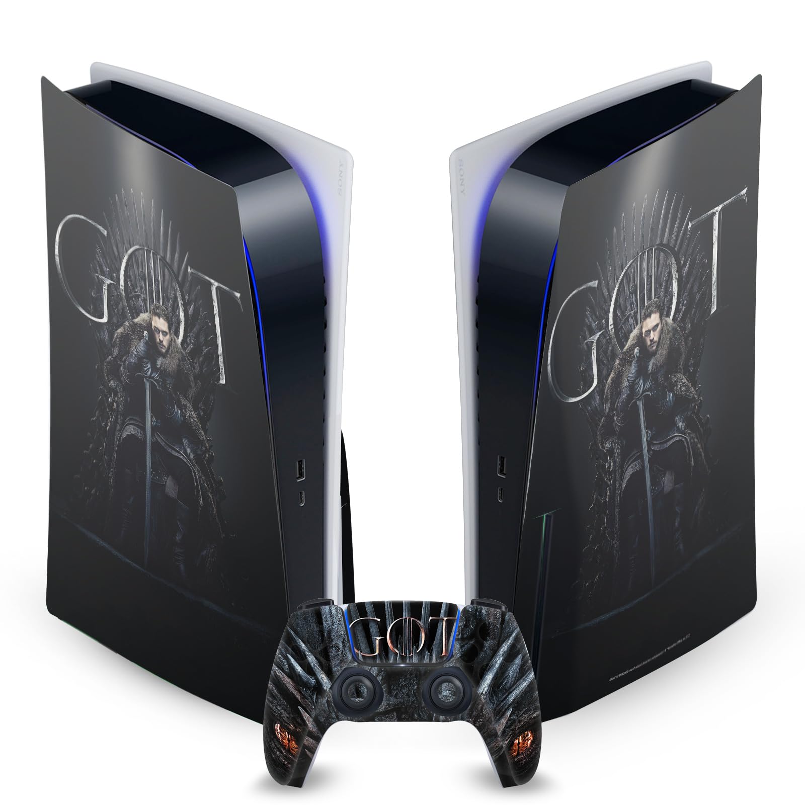 Head Case DesignsOfficially Licensed HBO Game of Thrones Jon Snow Iron Throne Sigils and Graphics Vinyl Faceplate Sticker Gaming Skin Decal Cover Compatible With PS5 Disc Console & DualSense