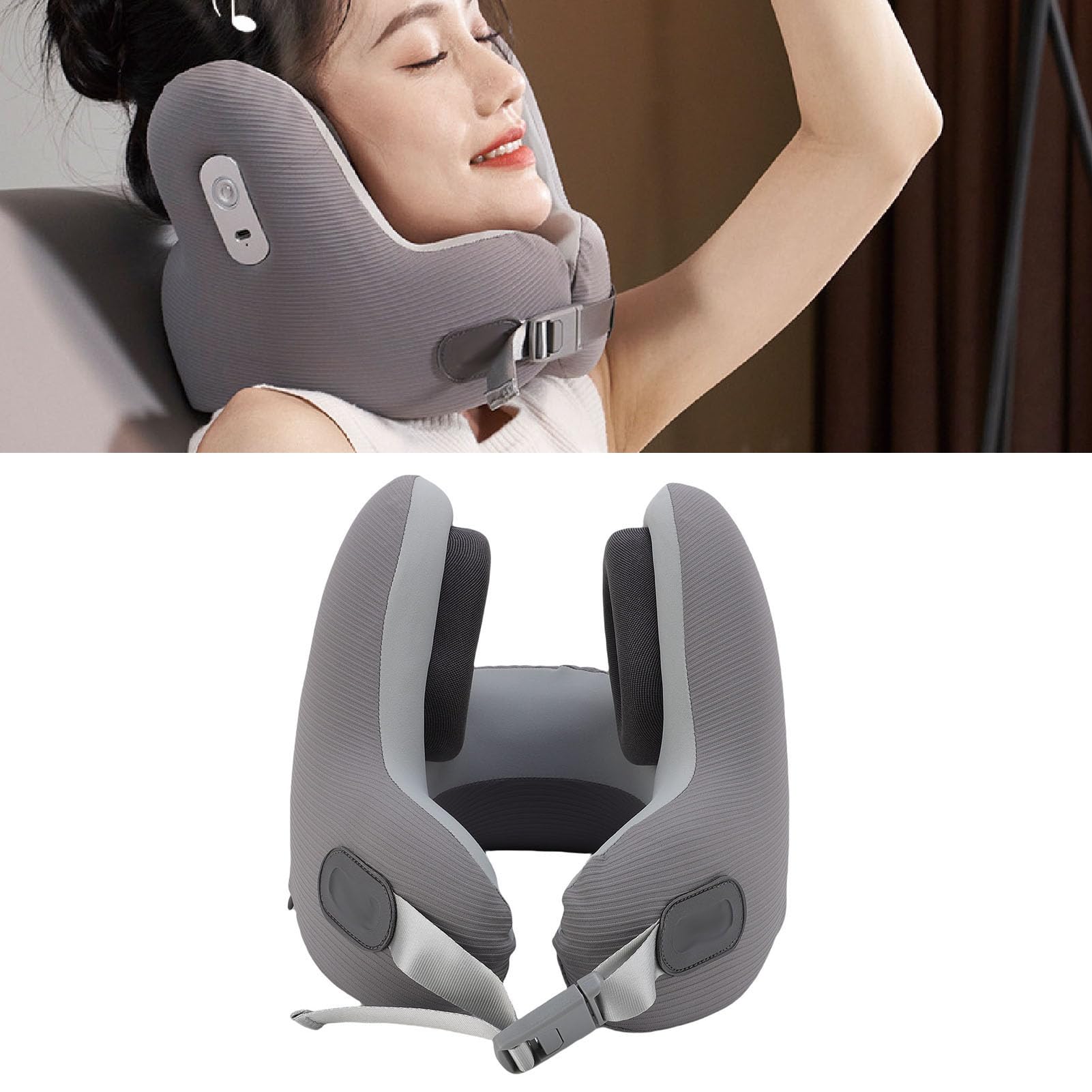 Tbest Memory Foam Halskissen, Musik Kissen mit Rauschreduzierung, 5.0 Eingebaute Lautsprecher, 200mAh Batterie für Reise, Flugzeug, Auto, Büro, Zuhause, Zug