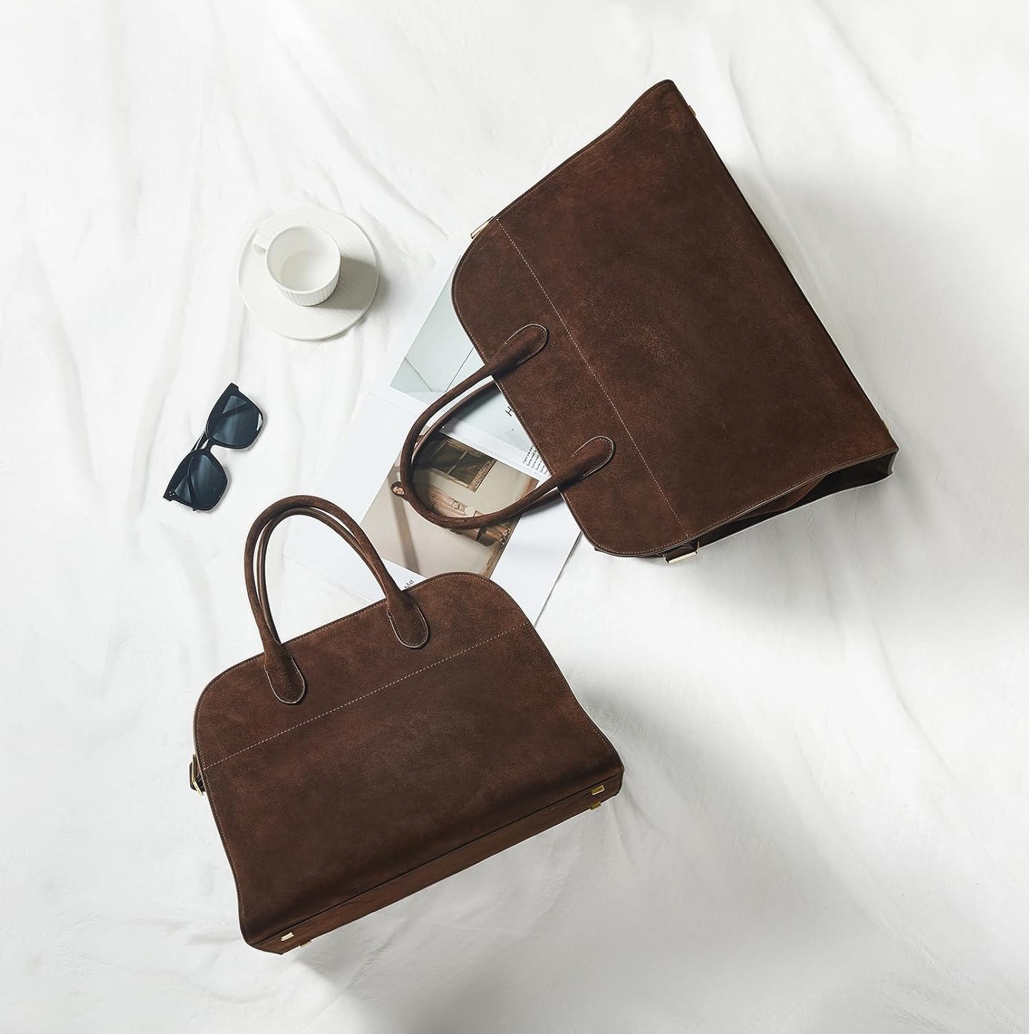 Brown Faux Suede Handbag Tote Hobo Bag for Women 2026, Women'S Top-Handle Handbags, 15” or 17” Large Capacity - Image 4