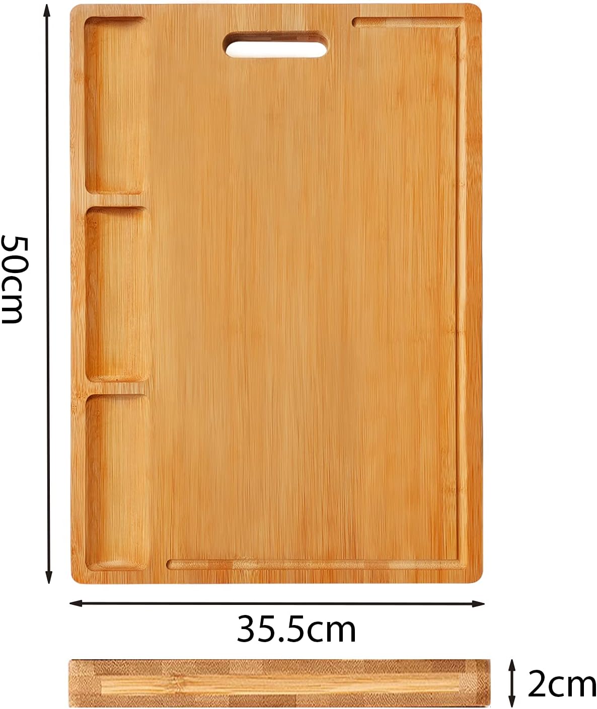 NIUXX Bamboo Cutting Board Kitchen, Extra Large Chopping Board with Built-in Compartments & Juice Grooves - Image 3
