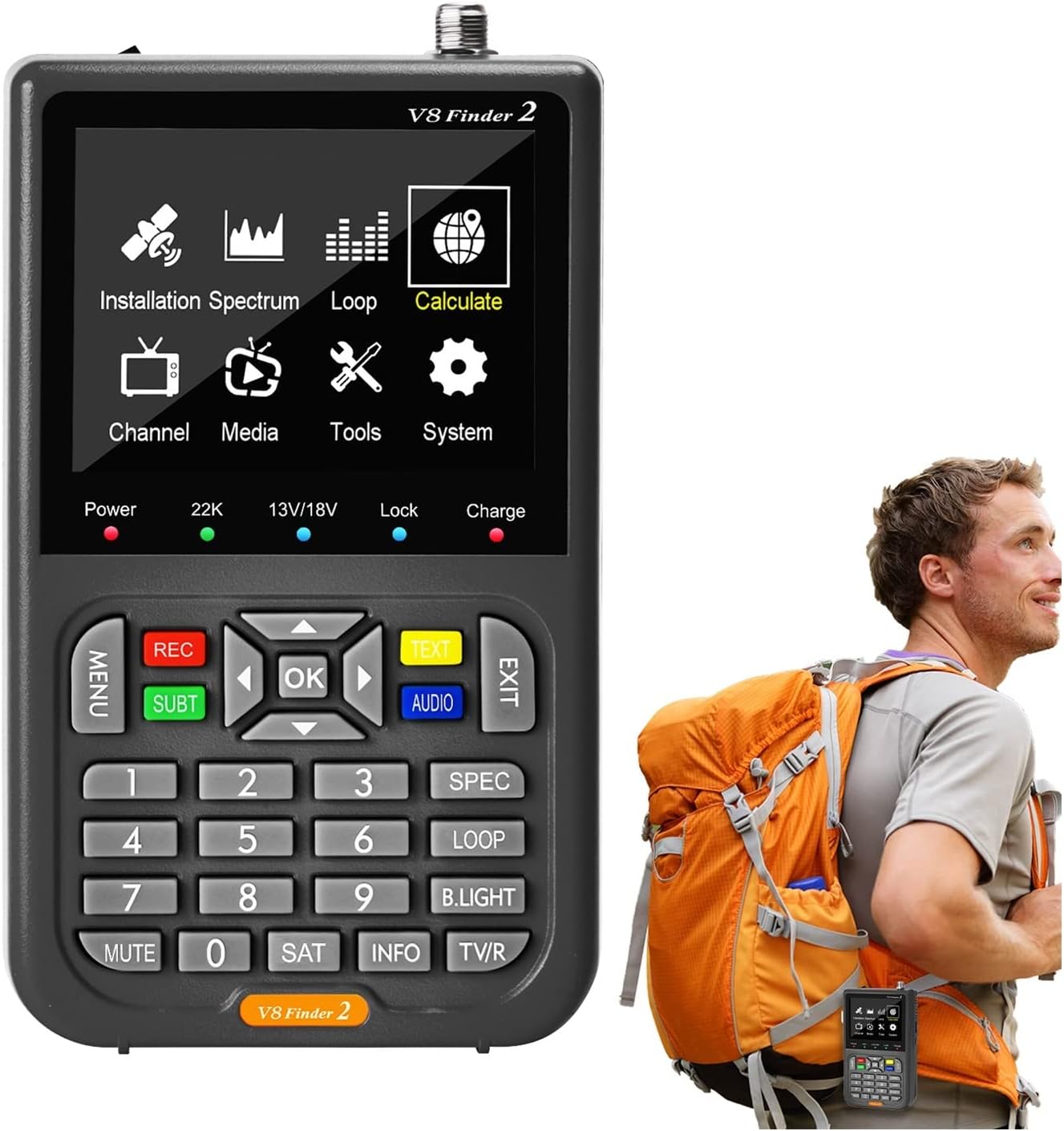 ZUNDU Satellite Finders Digital Satellite Signal Meter Upgraded TV DVB-S/S2/S2X Receiver Sat Detector 4000mAh Large Capacity Satellite Signal Finder for Adjusting Sat TV Dish, 204681671