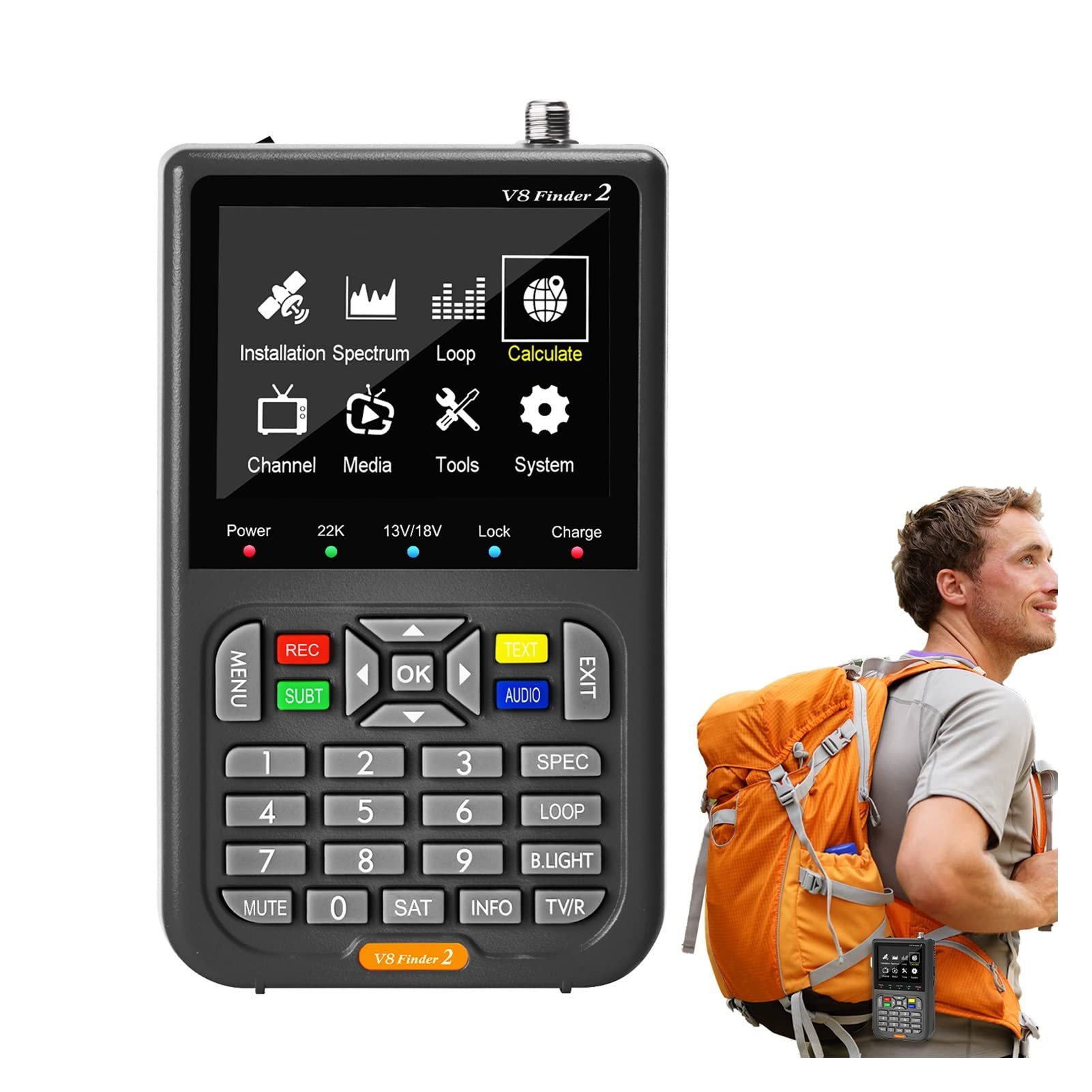 Medidor de Campo TDT, Medidor de señal de satélite digital actualizado TV DVB-S/S2/S2X receptor Sat Detector 4000mAh buscador de señal de satélite de gran capacidad ,para configurar antena parabólica