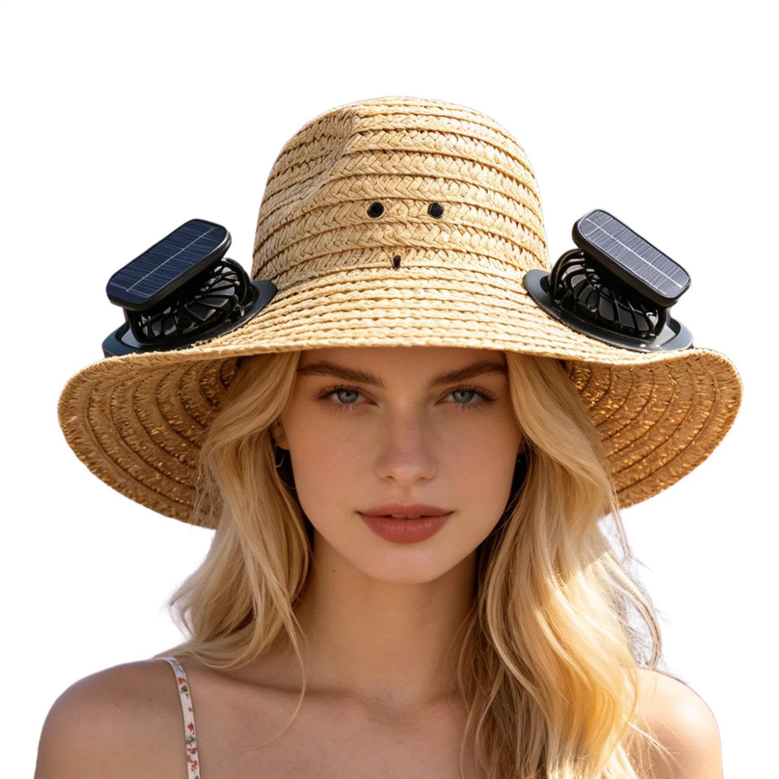 Cappello Con Ventilatore Solare Ampia Tesa Ricaricabile USB | Copricapo Con Ventilatore Per Esterni Pesca Campeggio Escursionismo Lavoro Viaggi Spiaggia Sport Golf
