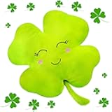 Yookeer St. Patrick's Day Four Leaf Clover Stuffed Plush Shamrock Soft Animals Toy 18 Inch Cuddly Cute Sofa Chair Decor Big Decorative Body Pillow Cushion Pillow for Birthday Party Car Office