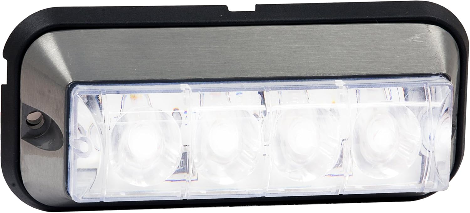 Buyers Products 8891004 5 Inch Amber Raised LED Strobe Warning Light, for Work Trucks & Trailers, Heavy‑Duty Aluminum Housing, IP67 Rated, SAE J595 Class 2, High Visibility, Wires Easily