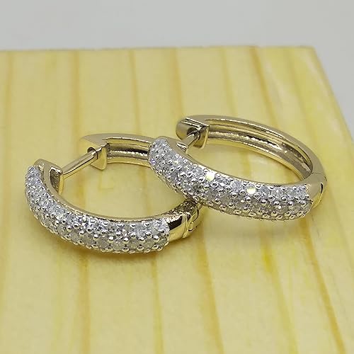 Miniatura 3 de Dazzlingrock Collection Pendientes de aro de 0,50 quilates (quilates) con diamantes blancos redondos de 12 quilates, disponibles en metal de 10 K14