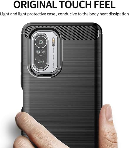 Miniatura 3 de Compatible con Xiaomi Poco F3 (Redmi K40  K40 Pro), parachoques de TPU suave flexible absorción de impactos textura de fibra de carbono cubierta