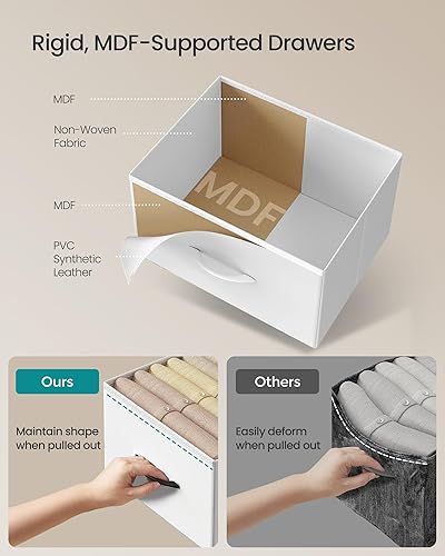 Miniatura 5 de SONGMICS Dresser for Bedroom, Chest of Drawers, Steel, MDF, 5 Non-Woven Fabric Drawers, Storage Organizer Unit, Closet, Entryway, Cloud White and