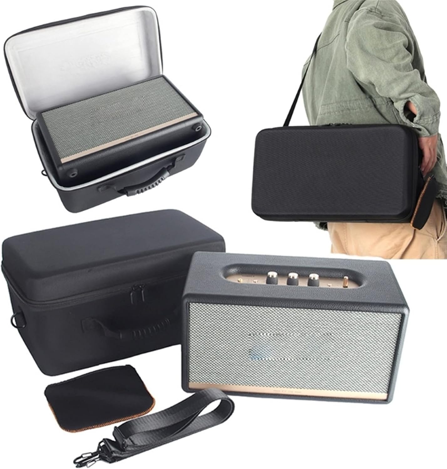 Video Projector Bags EVA Hard Carrying Travel Case Bag Replacement Compatible for Wireless Speaker Shockproof Protection Black