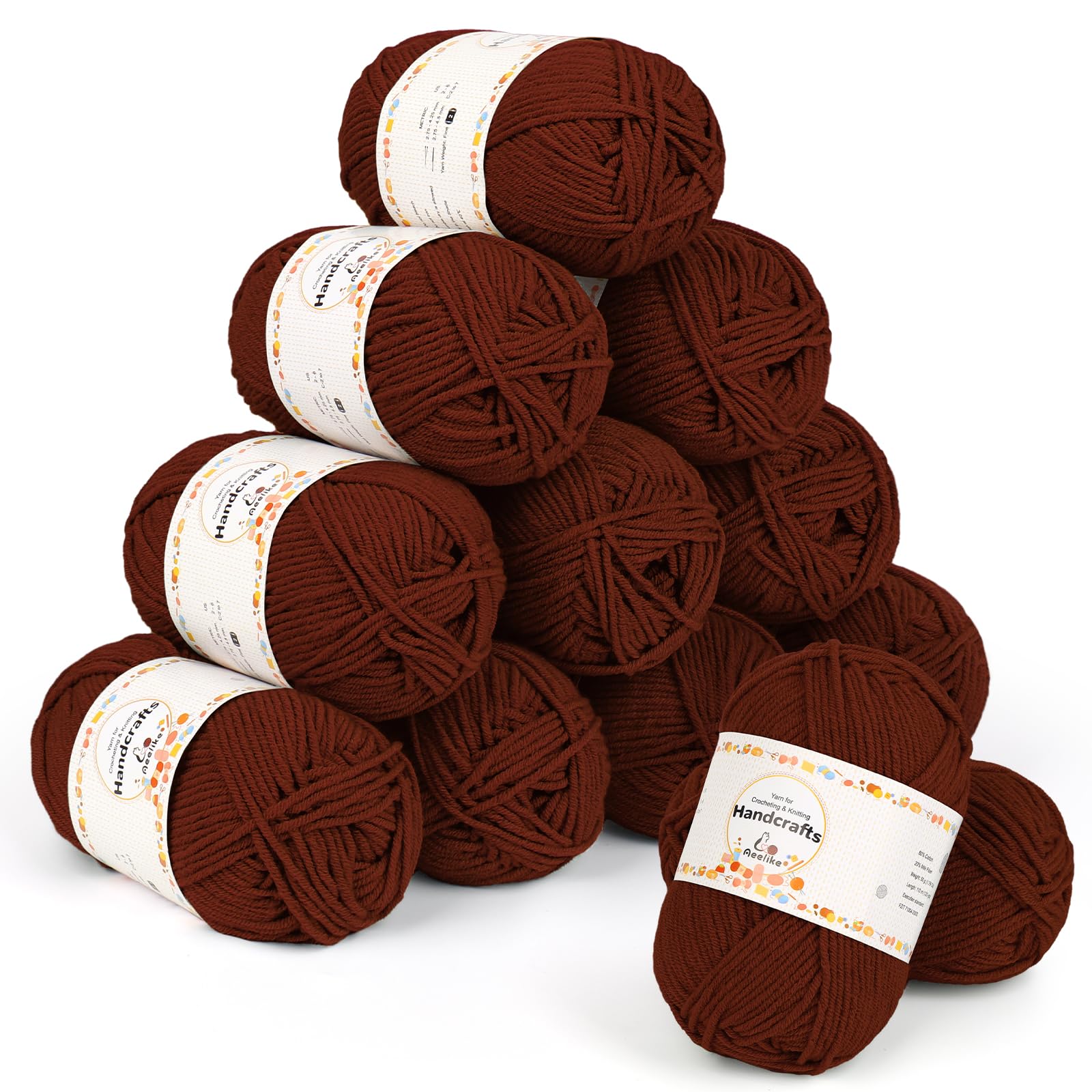 Aeelike 600 g (12 x 50 g) Wool for Crochet, Hand Knitting Yarn, 5Ply Cotton for Knitting, Crochet Yarn, Ultra Soft Acrylic Knitting Yarn, Colourful, Acrylic Wool, Cotton Yarn for Crochet and Crafts — image 1