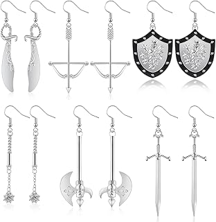 6 Pairs Gothic Earrings Gothic Jewelry Medieval Renaissance Dangle Earrings Sword Earrings Vampire Earrings Gothic Dangle Earrings Skull Axe Gothic Dagger Goth Earrings for Women Girls, 6 Styles