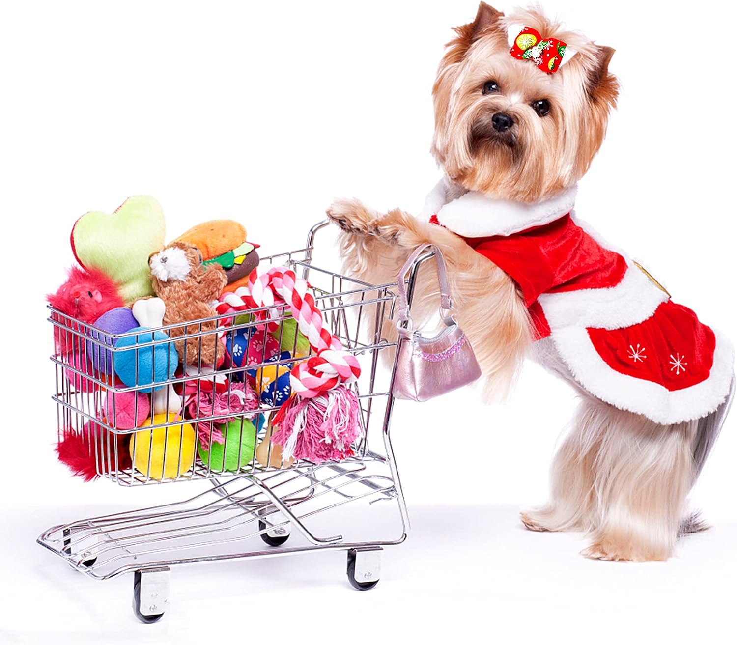 PET SHOW 50pcs Christmas Dog Hair Bows with Rubber Bands Bulk for Small Medium Dogs Xmas Holiday Puppies Cats Kittens Rabbits Topknot Grooming Costumes Hair Accessories image 4