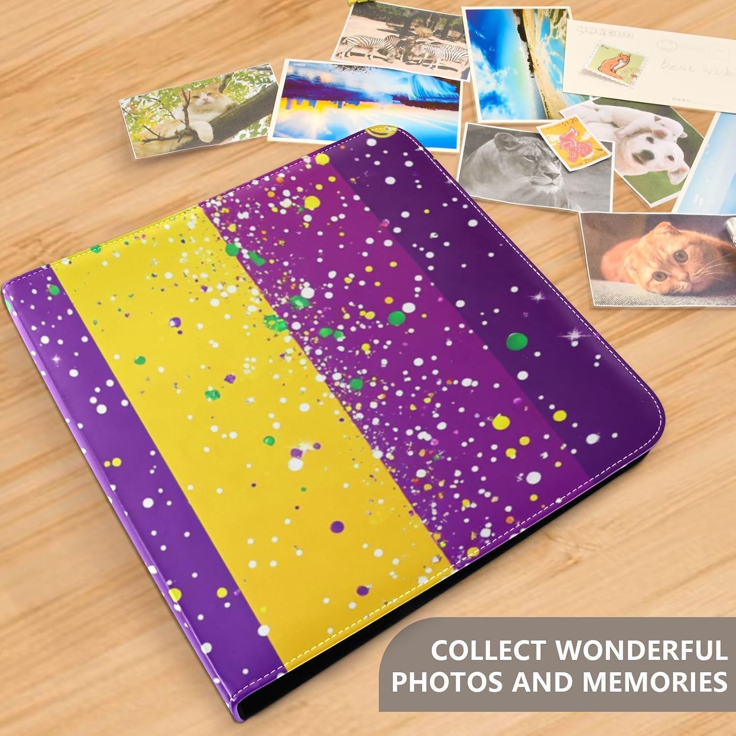 Simple Pattern Green Purple Yellow Photo Album Binder Photo Book Self Adhesive Scrapbook Photo Albums Family Albums For Photos 4 x 6