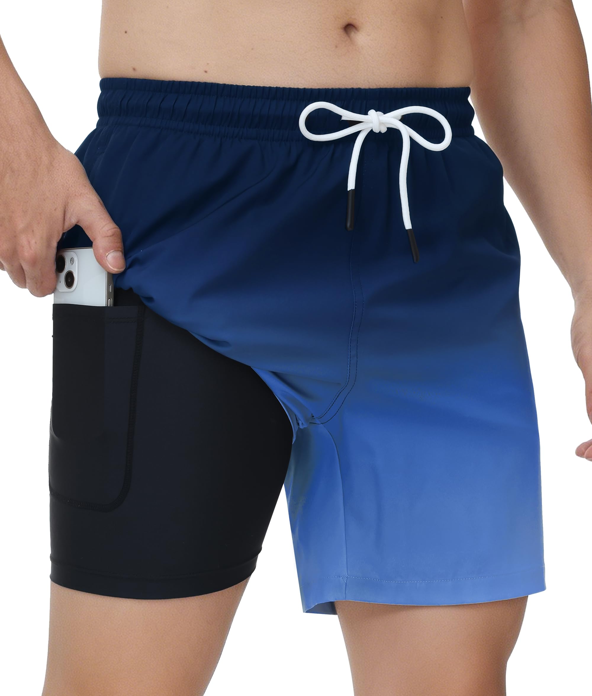 Zoofly Schwimmhose Herren mit Innenhose und 4 Taschen Badehose Männer Schnelltrocknend Atmungsaktiv Badeshorts