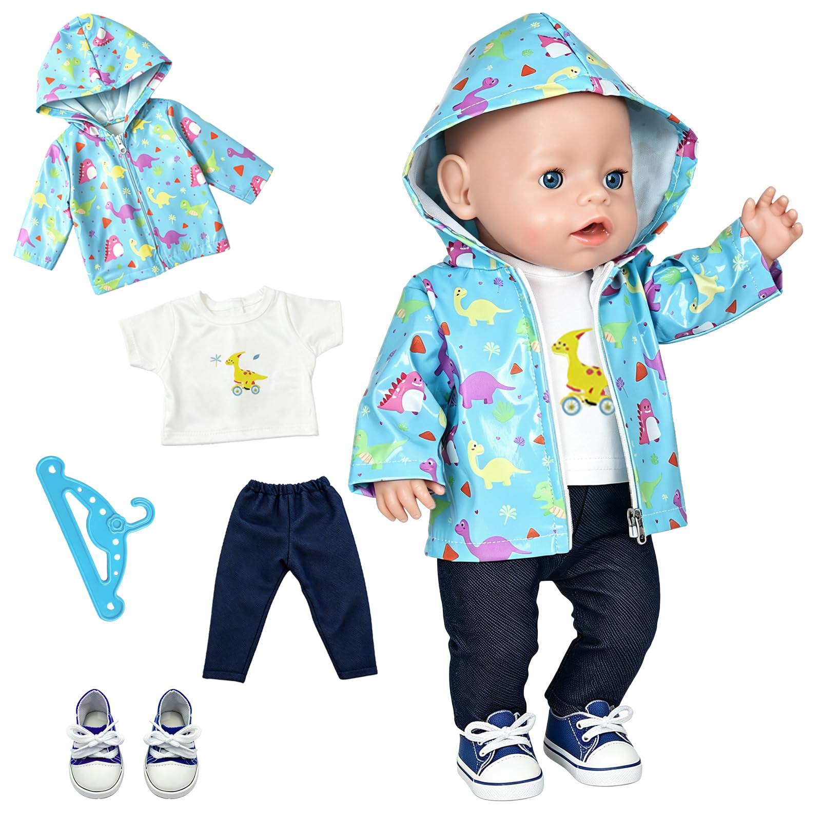 5 Pcs Baby Doll Clothes for 14-18 Inch Baby Dolls, Cute Rain Dolls Clothes