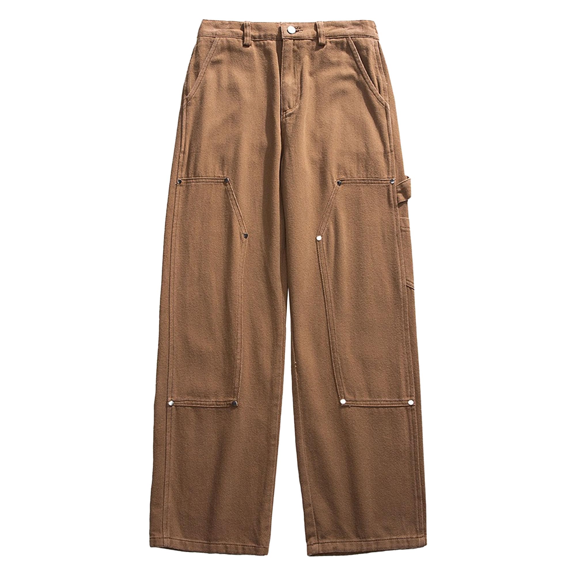 Jeans for Men Athletic Cargo Plus Size Relaxed Fit Wide Leg Denim Pants Washed Casual Jean Trousers (Coffee,Medium)