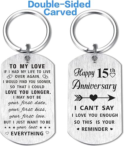 Miniatura 10 de Llavero de aniversario, regalo para él, ella, hombres, mujeres, marido, esposa, novia, novio, parejas, boda, aniversario, joyería