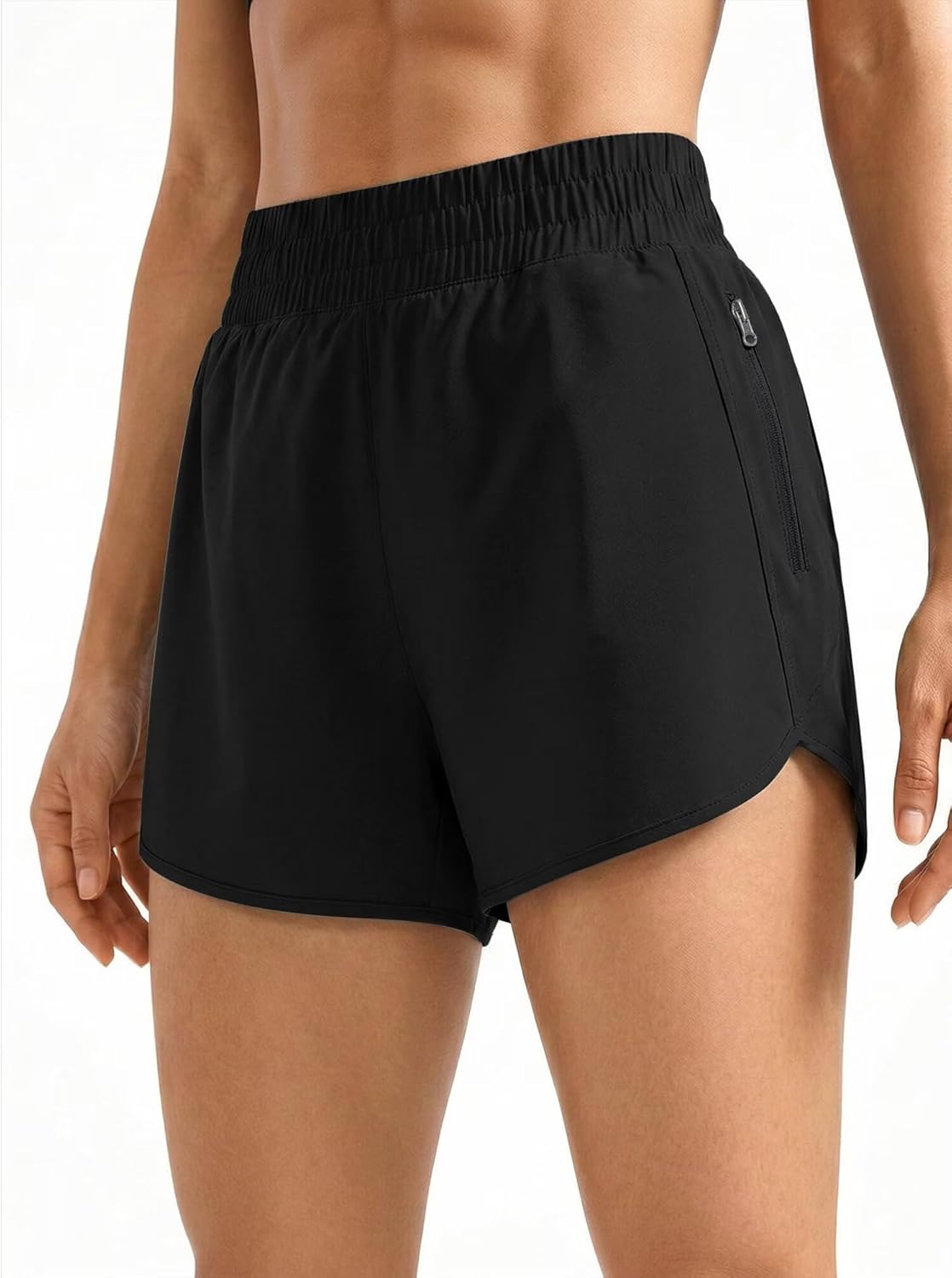 Athletic Shorts for Women High Waisted Quick Dry for Running Workout Gym Track with Zip Pocket S-XXL