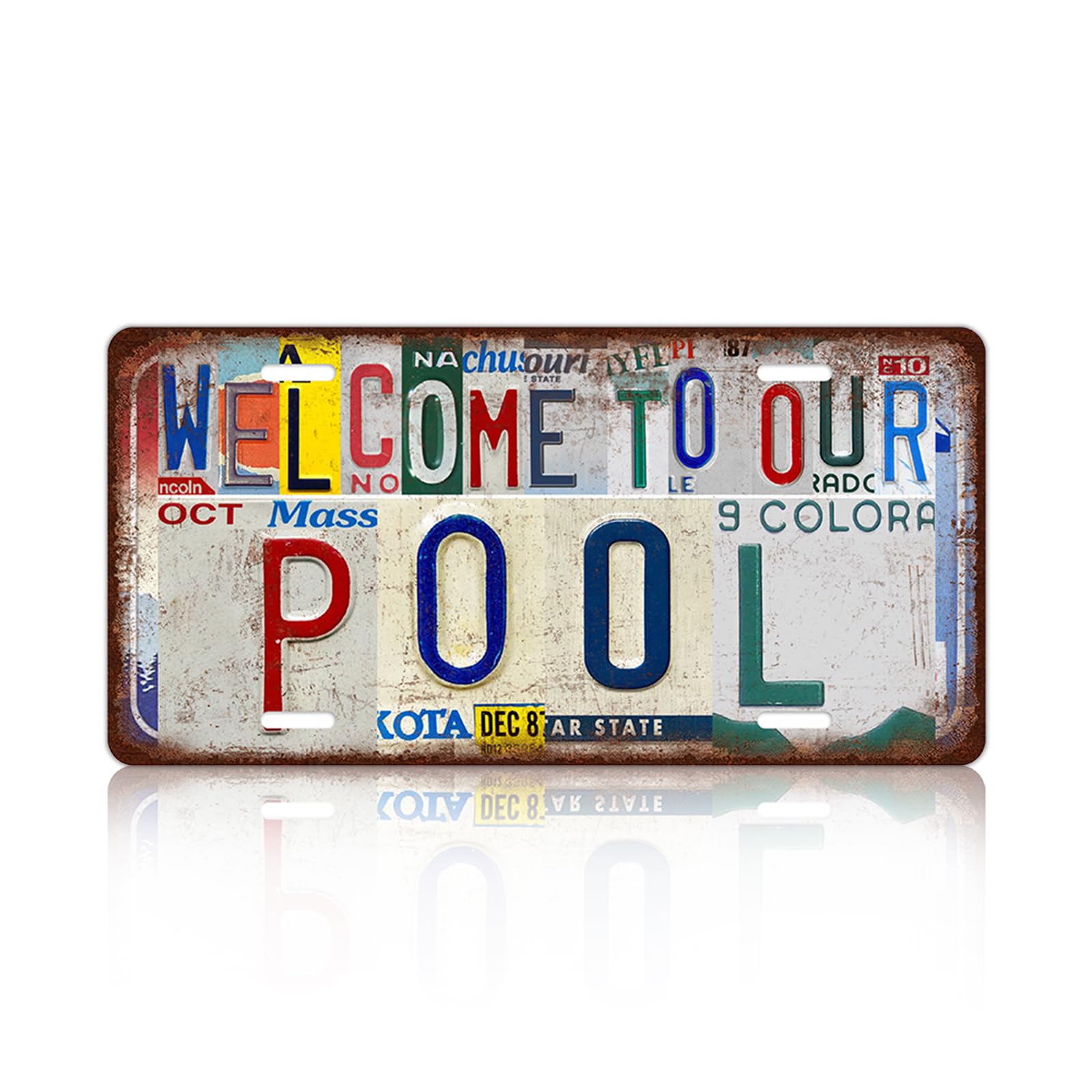 Vintage Welcome License Plate welcome to our pool Wall Decor Metal Tin Sign For Bar Home 12 x 6 Inches
