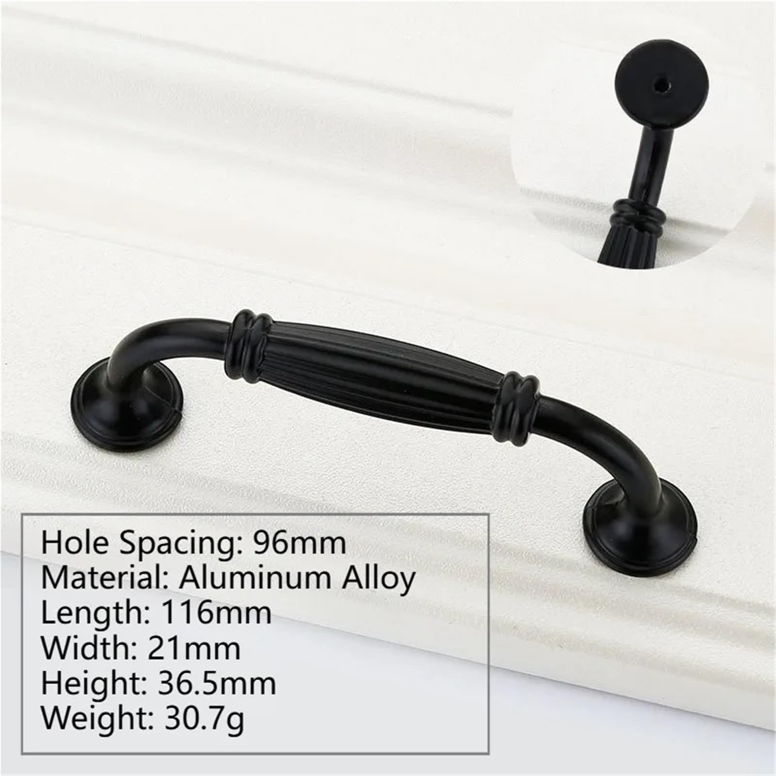 Uchwyt do szafki z pojedynczym otworem czarny do szuflad, szafki, drzwi i szafy, 1/4/10 (Style4 96 mm, 1 szt.)