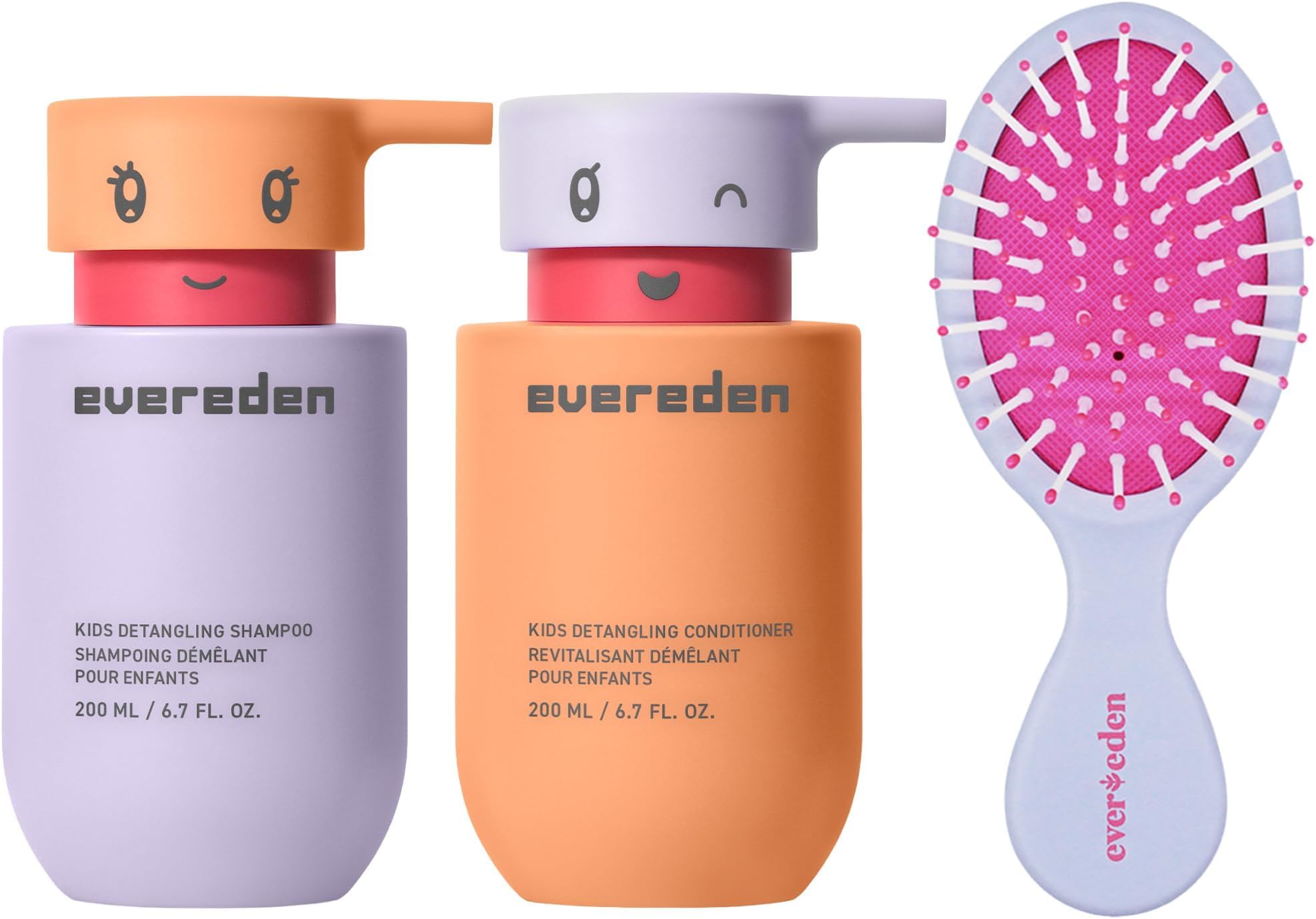 Happy Hair Duo for Kids: Vegan Kids Shampoo and Conditioner Set with Bonus Gift Brush - The Hair Detangler - Strengthens & Smooths for All Hair Types - Perfect Hair Care Gift Set
