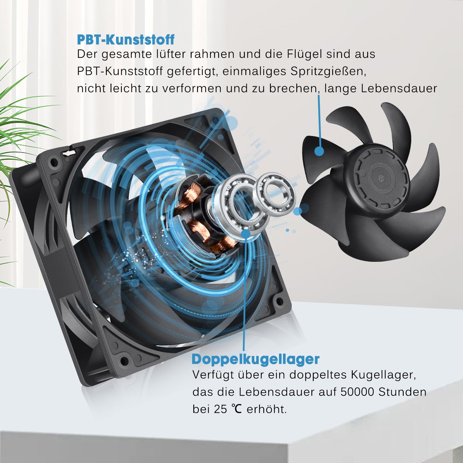 GDSTIME 120mm Lüfter 230V Doppellüfter 120x120x38 Regelbar Doppelkugellager | 2x 120mm lüfter 230v 120x38 Großer Luftstrom 4V -12V Geschwindigkeit Kontrolle für Kühlschrank Wechselrichter Server Schrank