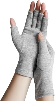 ANSMIO Rayon Derived from Bamboo Compression Gloves Fingerless Arthritis & Carpal Tunnel Support, Lightweight Moisture-Wicking, Gentle Relief for Men & Women, Size S