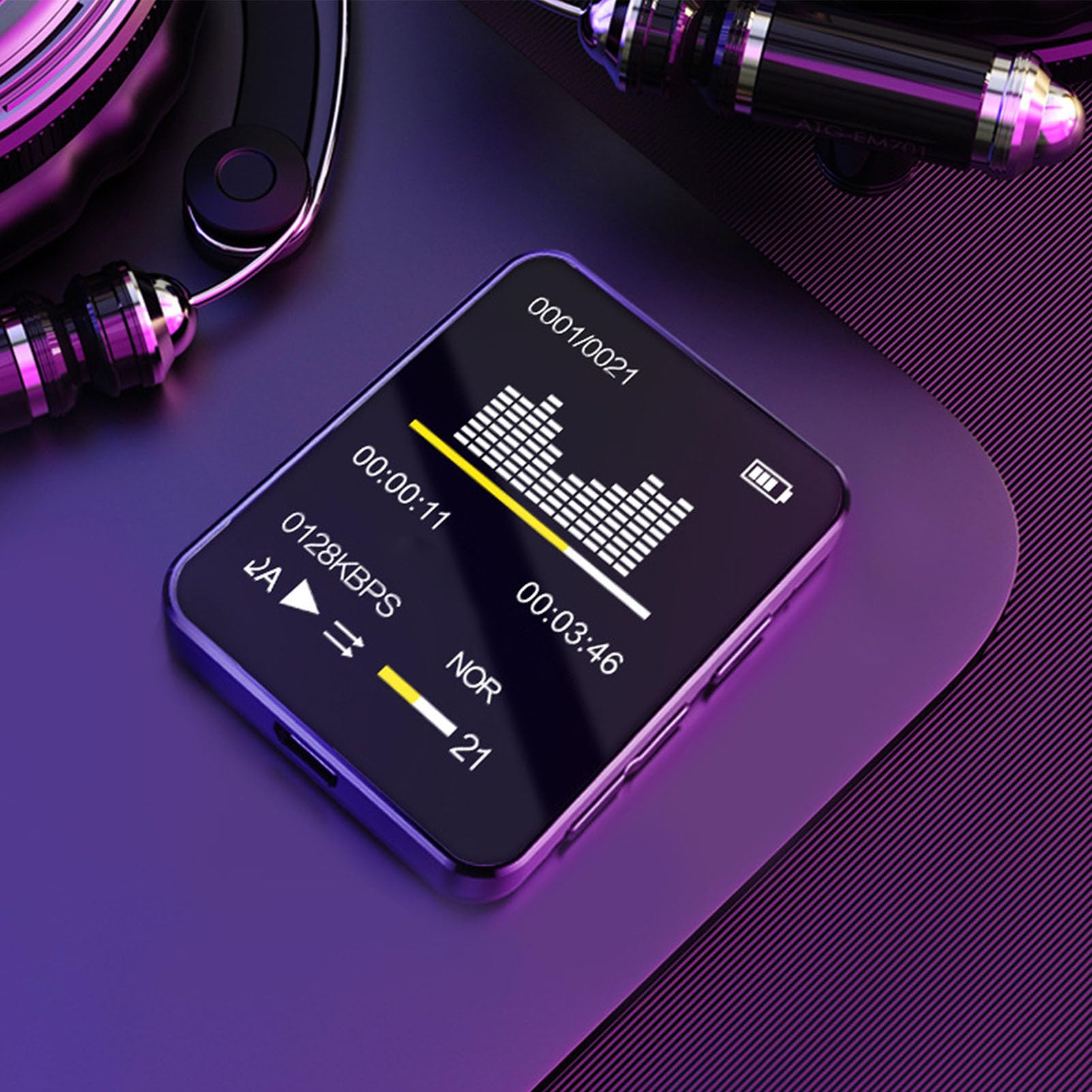 Sxhlseller Lettore Musicale Portatile Bluetooth 5.0 |Touch Screen da 1,8 Pollici MP3 MP4 con Espansione da 128 GB, Audio HiFi Lossless, Altoparlante Integrato e Clip Posteriore per la Corsa Sportiva