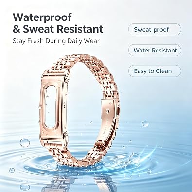 Stainless Steel Watch Band Compatible with Google Fitbit Air, Adjustable Replacement Metal Bracelet Strap with Dual Push-Button Hidden Safety Clasp for Men Women, Fit Wrist 5.5-8.1 Inches