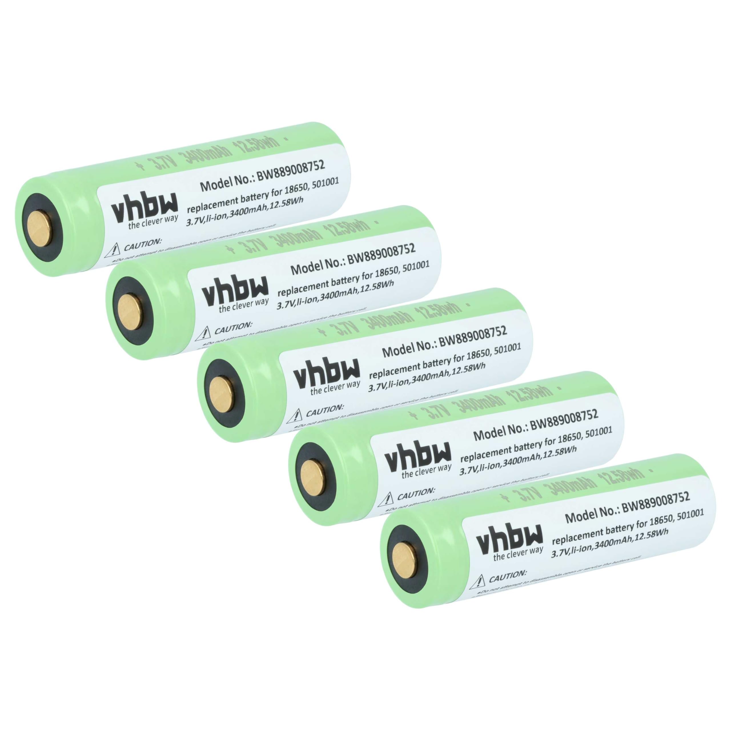 vhbw 5x batteria compatibile con EagleTac T20C2 Mark II