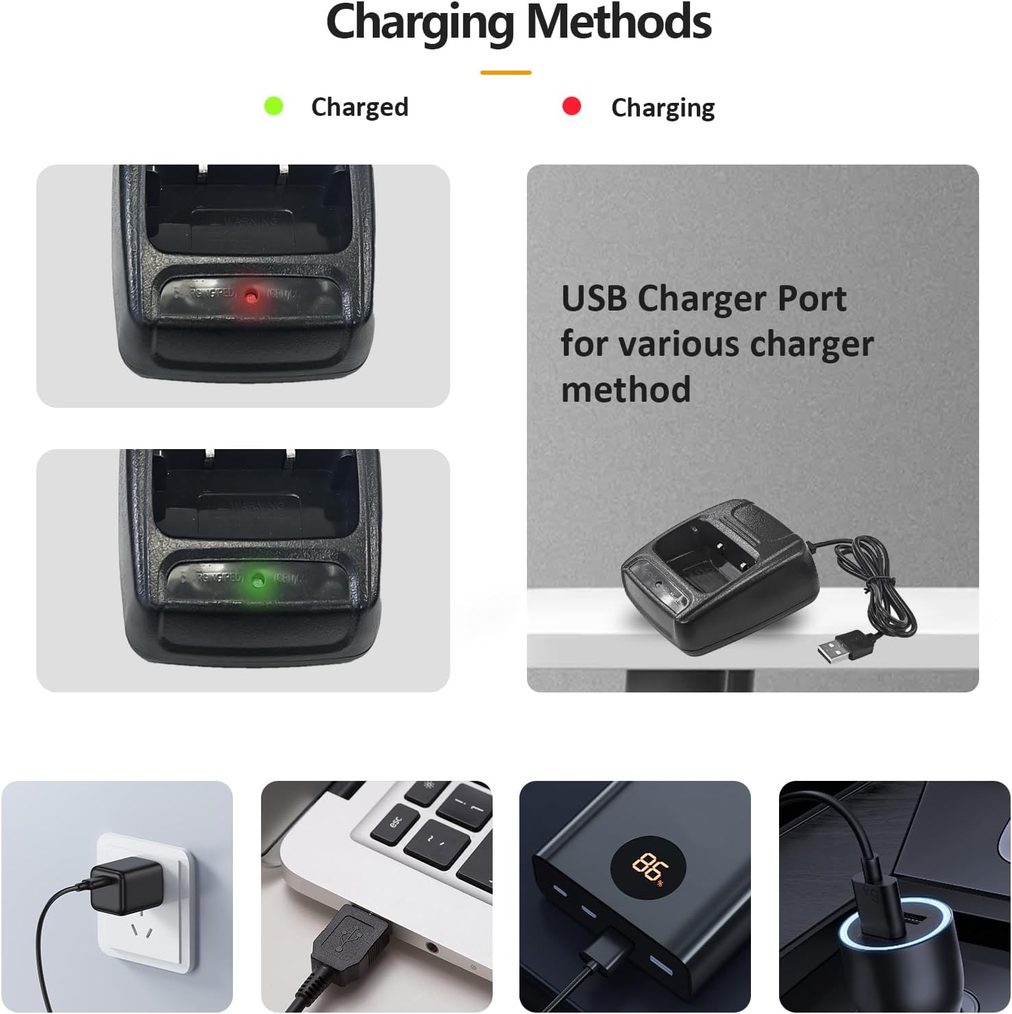 BF-888S Charger USB Plug Adapter Replacemeny for BF-777S Walkie Talkie for Adult Two Way Radio Charger Dock with Indicator Accessories